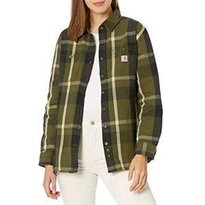 Carhartt Loose Fit Heavyweight Flannel Long Sleeve Plaid Shirt Women's XS